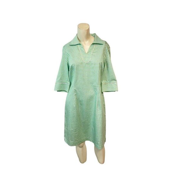 BOBBY JONES Women's Palm Green Dotted Shirt Shift Dress Small NWT - Picture 1 of 4